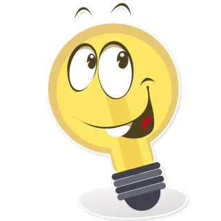 😋 Ampoule, Dessin animé, Idée, Heureux, Émoji telegram sticker