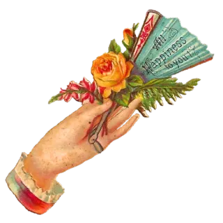 🌹 All Happiness to you! рука, цветы, веер, винтаж, приветствие, счастье telegram sticker