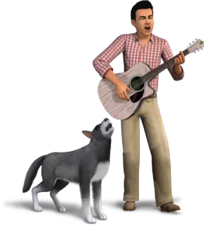 🎸 man, guitar, dog, singing, music telegram sticker