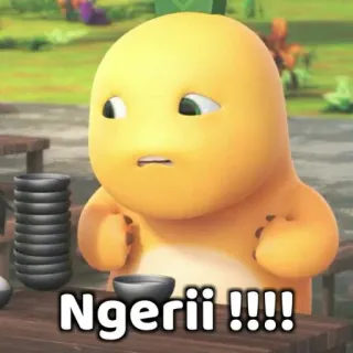 🥺 Ngeriii !!!! Kreskówka, Żółta postać, Indonezyjski, Wyraz, Animowany telegram sticker