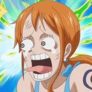 🍊 Nami One Piece 애니메이션, 만화, 캐릭터, 웃긴, 충격, 표정 telegram sticker