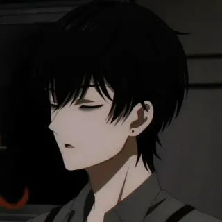 🕳 anime, manga, pelo negro, retrato, dibujos animados, animación, joven whatsapp sticker