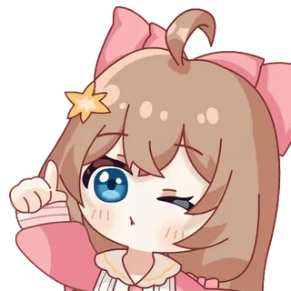 😘 Anime, Fille, Chibi, Mignon, Étoile, Ruban whatsapp sticker