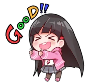 😆 GOOD!! Аниме, Каваий, Милый, Позитив, Большой палец вверх, Мультфильм telegram sticker