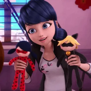 😀 Marinette Dupain-Cheng Miraculous: Tales of Ladybug & Cat Noir Marinette, Ladybug, Cat Noir, Miraculous, cartoon, dolls whatsapp sticker