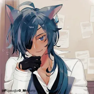🔲 Kaeya Genshin Impact @Fushiguro_Megumi ガイア, 原神, アニメ, 猫耳, ファンアート telegram sticker