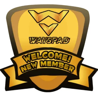 😀 WAYSPAD WELCOME! NEW MEMBER wayspad, new member, welcome, badge, golden, community telegram sticker