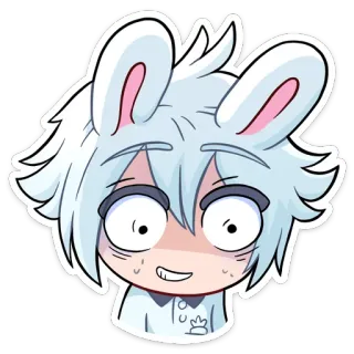😳 Animé, Dessin animé, Autocollant, Oreilles de lapin, Drôle, Mignon telegram sticker