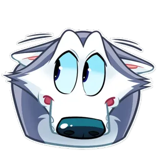 👀 Wolf, Cartoon, Tier, Sticker, Süß, Schockiert, Ausdruck, Überrascht whatsapp sticker