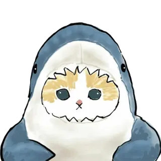 🦈 kucing, hiu, imut, hewan, peliharaan, kostum, kawaii, stiker telegram sticker