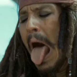 👀 Captain Jack Sparrow Pirates of the Caribbean pirate, funny, tongue, movie, character, actor telegram sticker