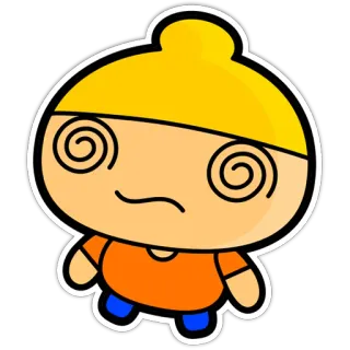 😕 dessin animé, étourdi, personnage, yeux spirales, confus telegram sticker