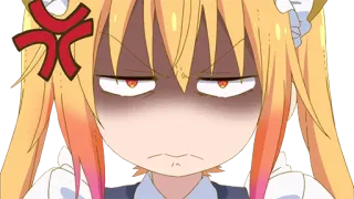 😤 Tohru Miss Kobayashi's Dragon Maid Anime, Drache, Maid, Tohru, Wütend, Verärgert whatsapp sticker