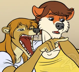 🤬 Furry, Meme, Señalando, Gritando, Dibujo animado, Divertido telegram sticker