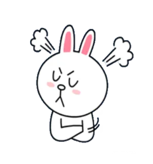😕 Brown lapin, lapinou, en colère, vapeur, frustré, contrarié, Line Friends whatsapp sticker