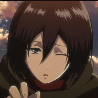 😉 Mikasa Ackerman Attack on Titan Anime, L'Attaque des Titans, Mikasa, Personnage, Clin d'oeil, Fille, Manga telegram sticker