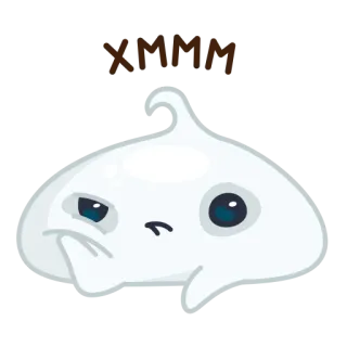 🤔 XMMM 卡通, 表情符号, 白色, 伤心, 脸, 表情, 角色 telegram sticker