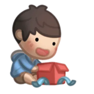 🎁 Cartoon, Kind, Doos, Cadeau, Leuk, Openen, Viering telegram sticker