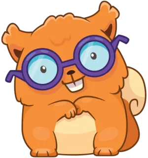 🤓 กระรอก, แว่นตา, การ์ตูน, สัตว์, น่ารัก, คาวาอิ telegram sticker
