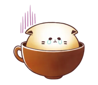 ☕ chat, tasse, pleurer, triste, kawaii, mignon, animal whatsapp sticker