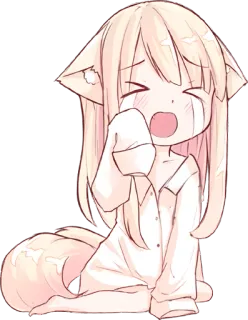 😭 อนิเมะ, จิบิ, น่ารัก, สาวจิ้งจอก, คาวาอิ, ง่วง telegram sticker