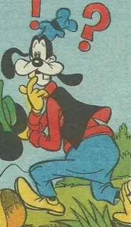 ⁉️ Goofy cartone animato, Goofy, Disney, domanda, personaggio, animazione whatsapp sticker