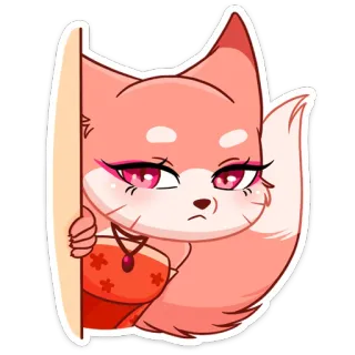 😔 кот, мультфильм, милый, животное, стикер, розовый, анимация, персонаж telegram sticker