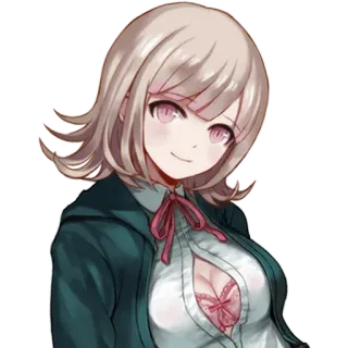 ☺️ Chiaki Nanami Danganronpa anime, video game, character, female, pink telegram sticker