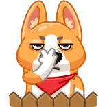 😑 หมา, คอร์กี้, รำคาญ, โกรธ, ตลก, น่ารัก, สัตว์, อีโมจิ telegram sticker