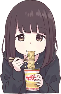 🍜 Anime, Ramen, Meisje, Eten, Kawaii, Cup ramen whatsapp sticker