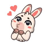 😘 coniglio, carino, animale, amore, cuori, kawaii telegram sticker