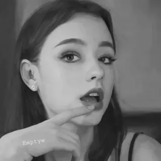 🥀 Emptyw женщина, портрет, искусство, девушка, чёрно-белое, цифровое искусство, рисунок, красота telegram sticker