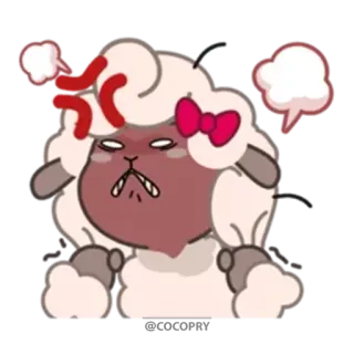 😡 sheep, angry, frustrated, cartoon, animal, cute telegram sticker