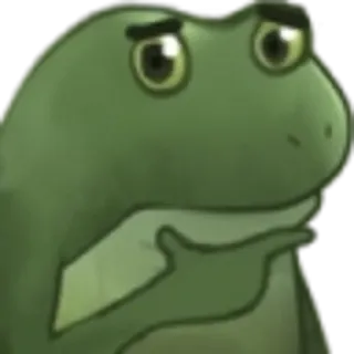 🤔 rana, pensando, meme, verde, contemplativo whatsapp sticker