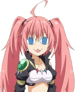 🐱 Milim Nava That Time I Got Reincarnated as a Slime Anime, Isekai, Lorde Demônio, Cabelo rosa, Fofo telegram sticker