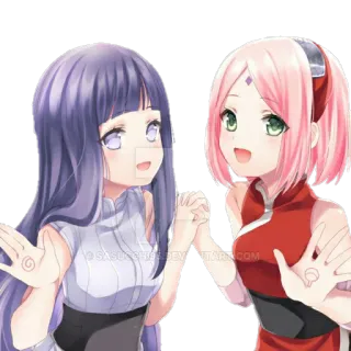 👭 Hinata and Sakura Naruto Hinata, Sakura, Naruto, anime, manga, friends, cartoon telegram sticker