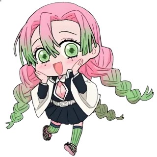 👾 Mitsuri Kanroji Demon Slayer Anime, Mangá, Chibi, Mitsuri Kanroji, Demon Slayer, Adesivo telegram sticker
