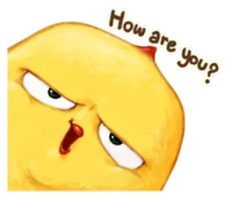 ❓ How are you? Gruß, süß, Cartoon, gelb, Ausdruck, lustig, Frage telegram sticker