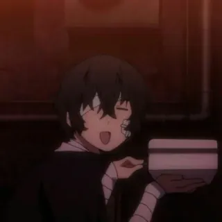 🥀 Osamu Dazai Bungou Stray Dogs アニメ, 漫画, キャラクター, 包帯, 笑顔, 太宰治, 文豪ストレイドッグス telegram sticker