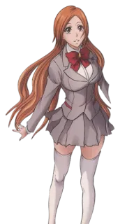 😁 Orihime Inoue Bleach anime, manga, school uniform, character, girl, long hair telegram sticker