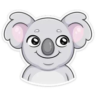🙂 коала, животное, милый, стикер, мультфильм telegram sticker