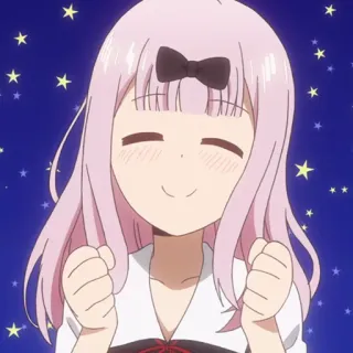 💜 Chika Fujiwara Kaguya-sama: Love Is War Аниме, Чиби, Каваий, Милый, Улыбается telegram sticker