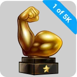 🎁 1 of 5K ถ้วยรางวัล, กล้ามเนื้อ, ทอง, แขน, ความแข็งแรง, รางวัล, ความสำเร็จ telegram sticker