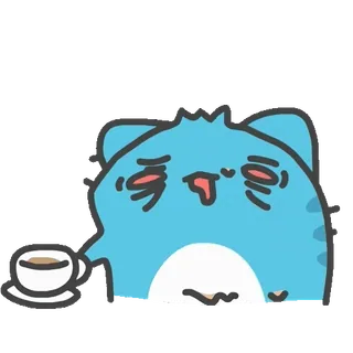 😵 cat, coffee, tired, cartoon, sleepy telegram sticker