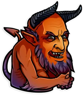 😏 iblis, setan, tanduk, monster, fantasi, jahat, makhluk, kartun telegram sticker
