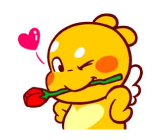 ❤ 漫画, 可愛い, 愛, ハート, 花, 翼 telegram sticker