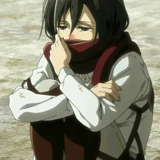 😰 Mikasa Ackerman Attack on Titan Anime, Personaje, Triste, Llorando telegram sticker