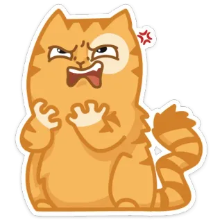 😡 chat, en colère, expression, orange, dessin animé, félin telegram sticker