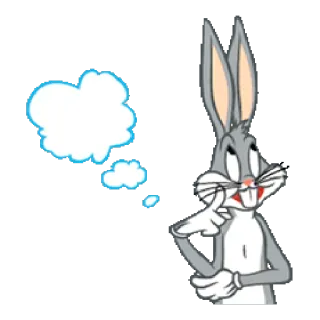 😜 Bugs Bunny Мультфильм, Кролик, Размышление, Looney Tunes telegram sticker