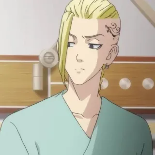 🍙 Ken Ryuguji Tokyo Revengers Anime, Manga, Tatuaggio, Capelli biondi, Camicia da ospedale, Personaggio, Ken Ryuguji telegram sticker